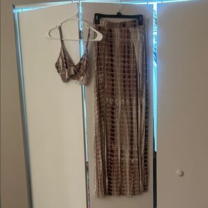 SHEIN Brown Tie-Dye Skirt Set
